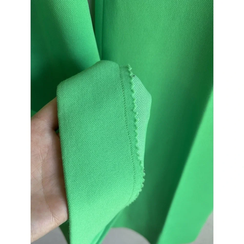 Vintage 1970s Handmade Lime Green Wide Leg Flare Pants 25 Preppy Retro Mod Disco - Picture 8 of 9